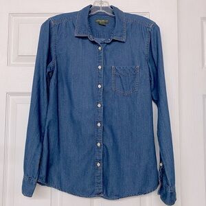 Eddie Bauer Button Front Denim Shirt Sz M